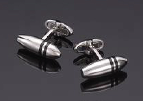 Cufflinks – Torpedo Silver w/ Black Stripes